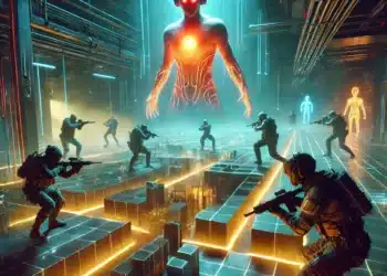 El Espacio Invisible en Free Fire, un campo de batalla futurista lleno de distorsiones digitales, figuras enigmáticas y plataformas luminosas. Descubre la emoción de un mundo surrealista con desafíos ocultos y estética cyberpunk.